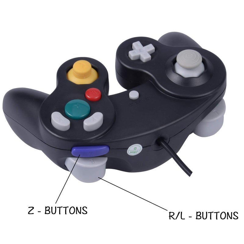 ONE250 2 Pack Classic Shock Joypad Wired Controller, Compatible with Wii NGC Gamecube Game Cube (Black & White) - Image 3